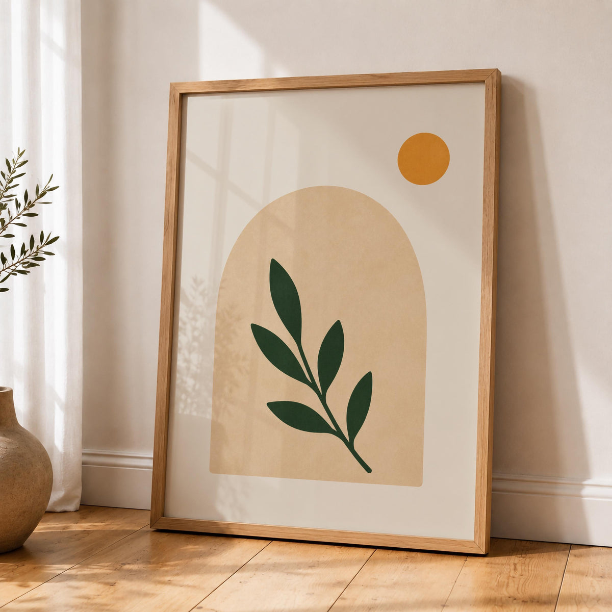 Arco Abstract Archway Botanical Print | Minimalist Leaf Wall Art, Scandinavian Poster | Framed or Unframed