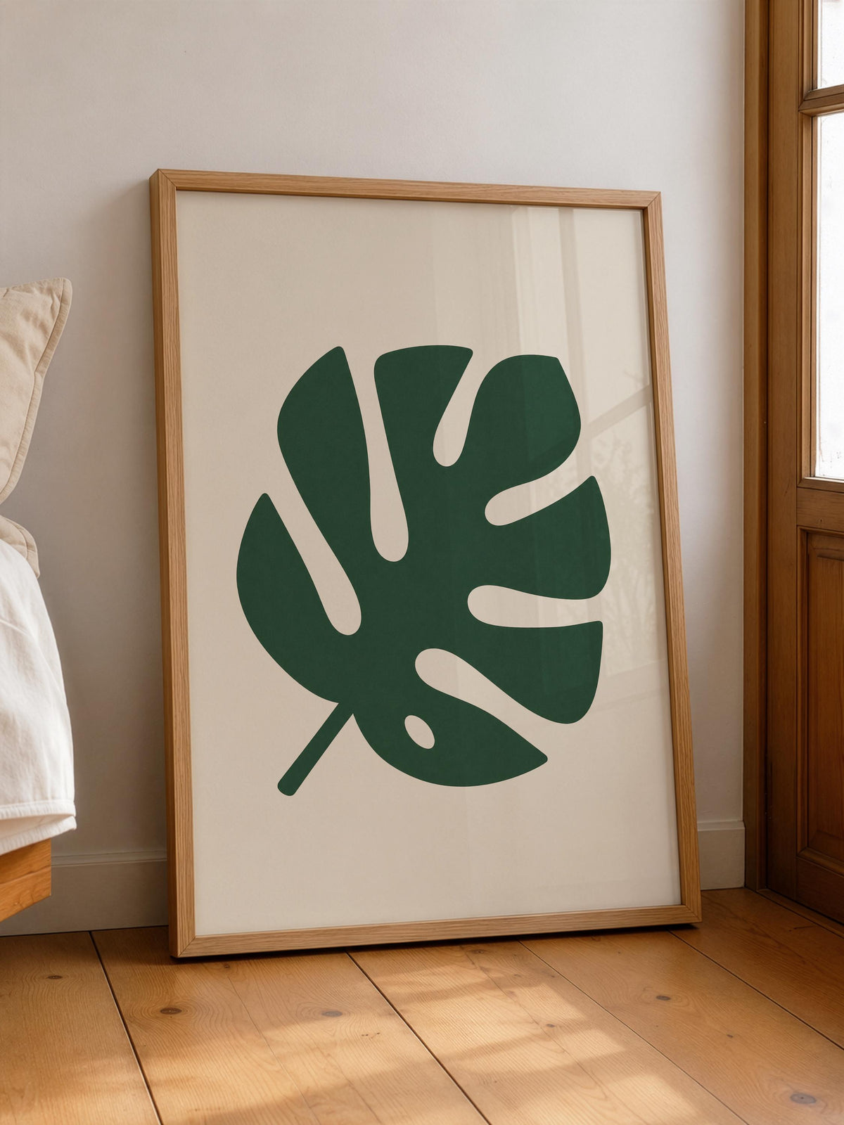 Canopy Green Monstera Leaf Print | Tropical Botanical Wall Art, Minimalist Poster | Framed or Unframed