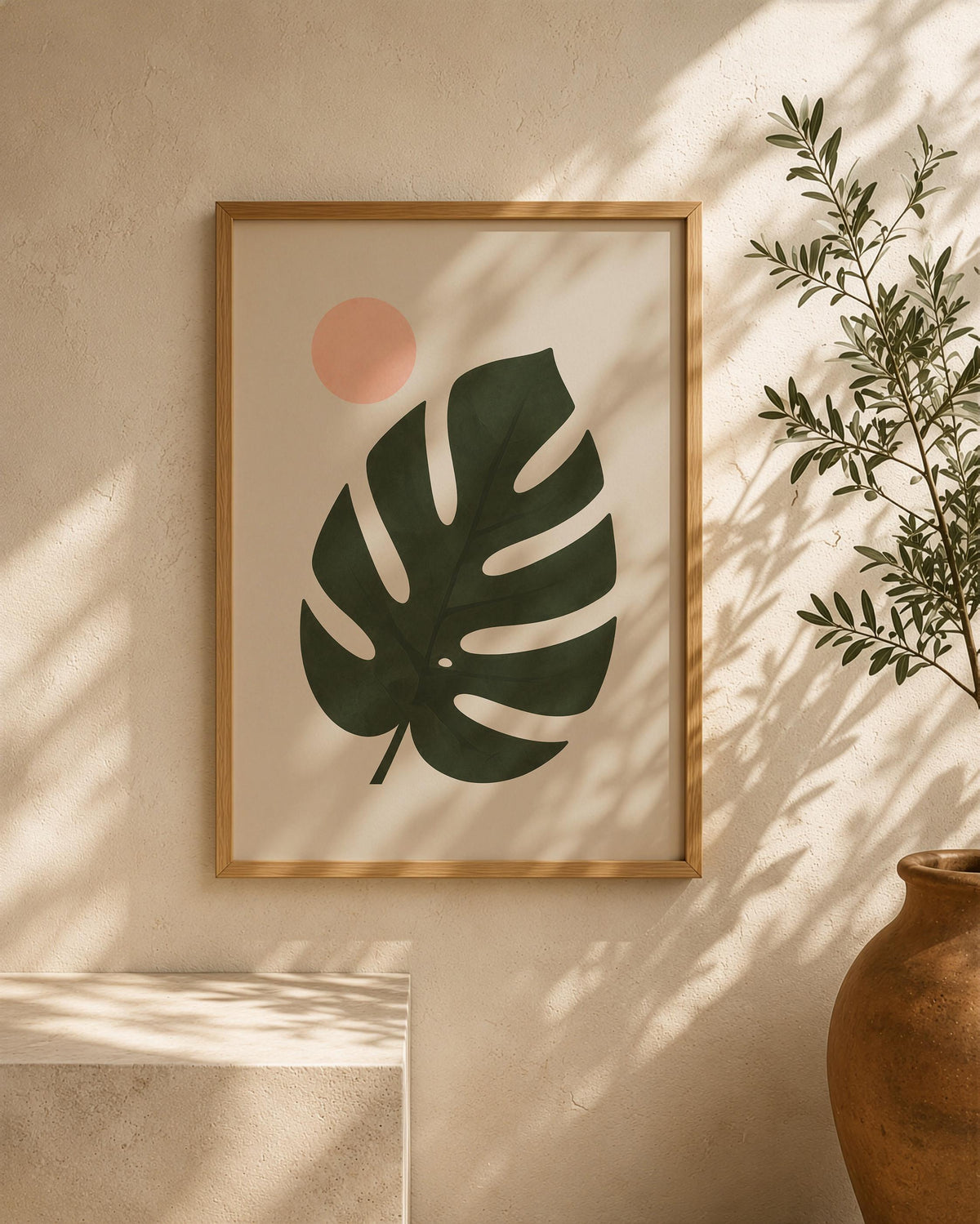 Ombré Monstera Leaf Print | Botanical Wall Art, Organic Modern Decor | Framed or Unframed