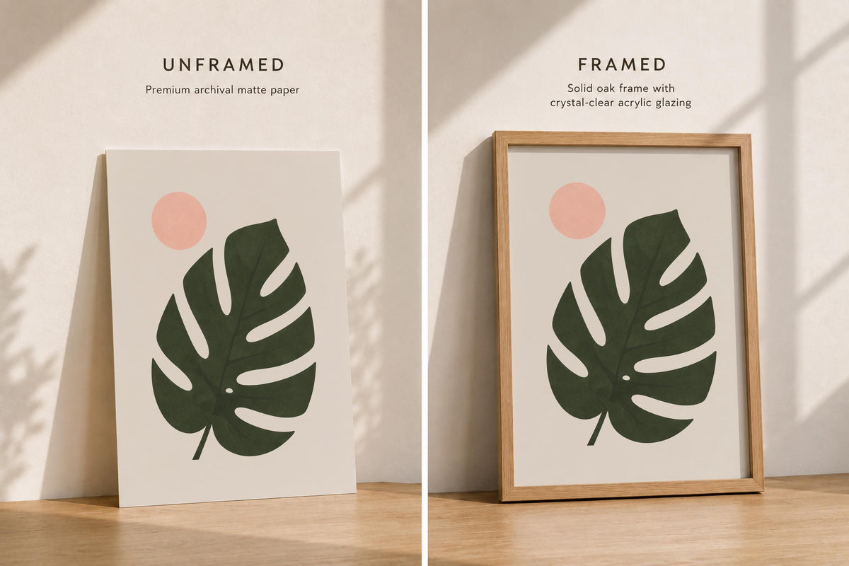 Ombré Monstera Leaf Print | Botanical Wall Art, Organic Modern Decor | Framed or Unframed