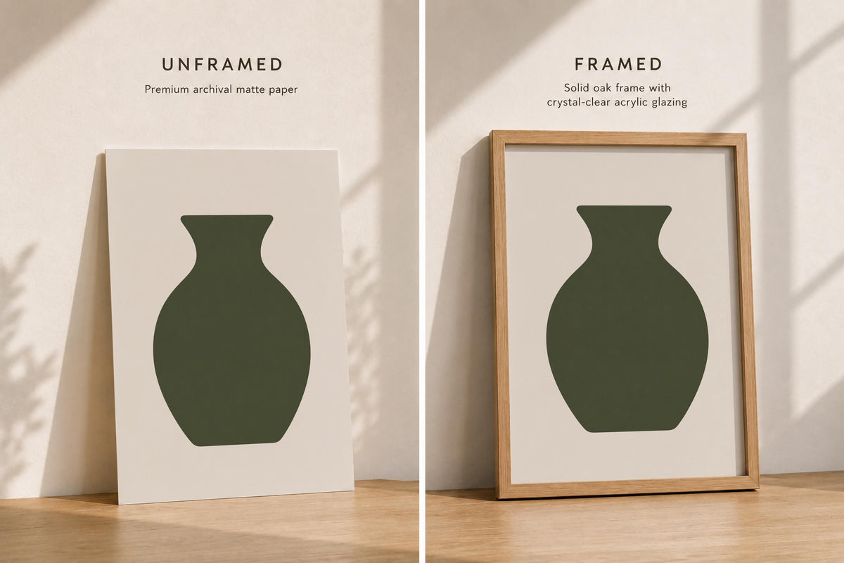 Forma Green Vase Print | Minimalist Abstract Contemporary Wall Art | Framed or Unframed
