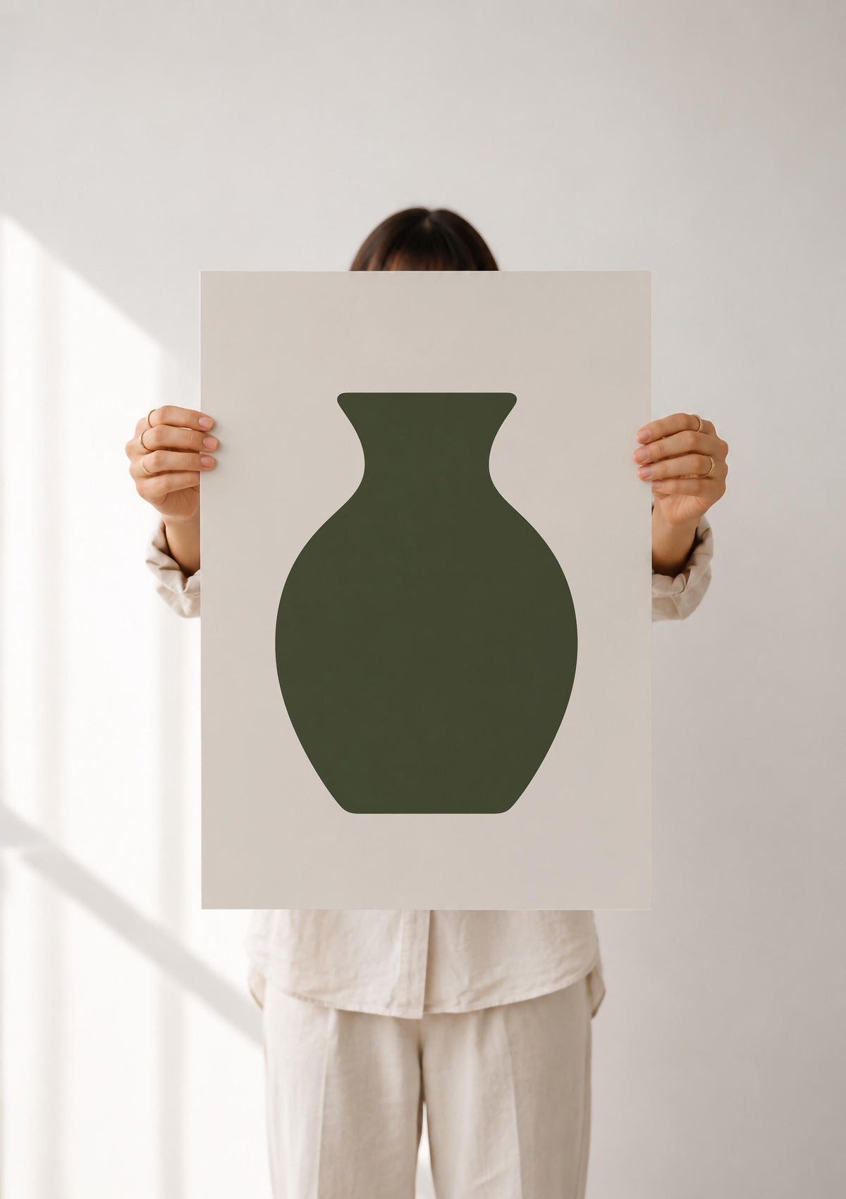 Forma Green Vase Print | Minimalist Abstract Contemporary Wall Art | Framed or Unframed