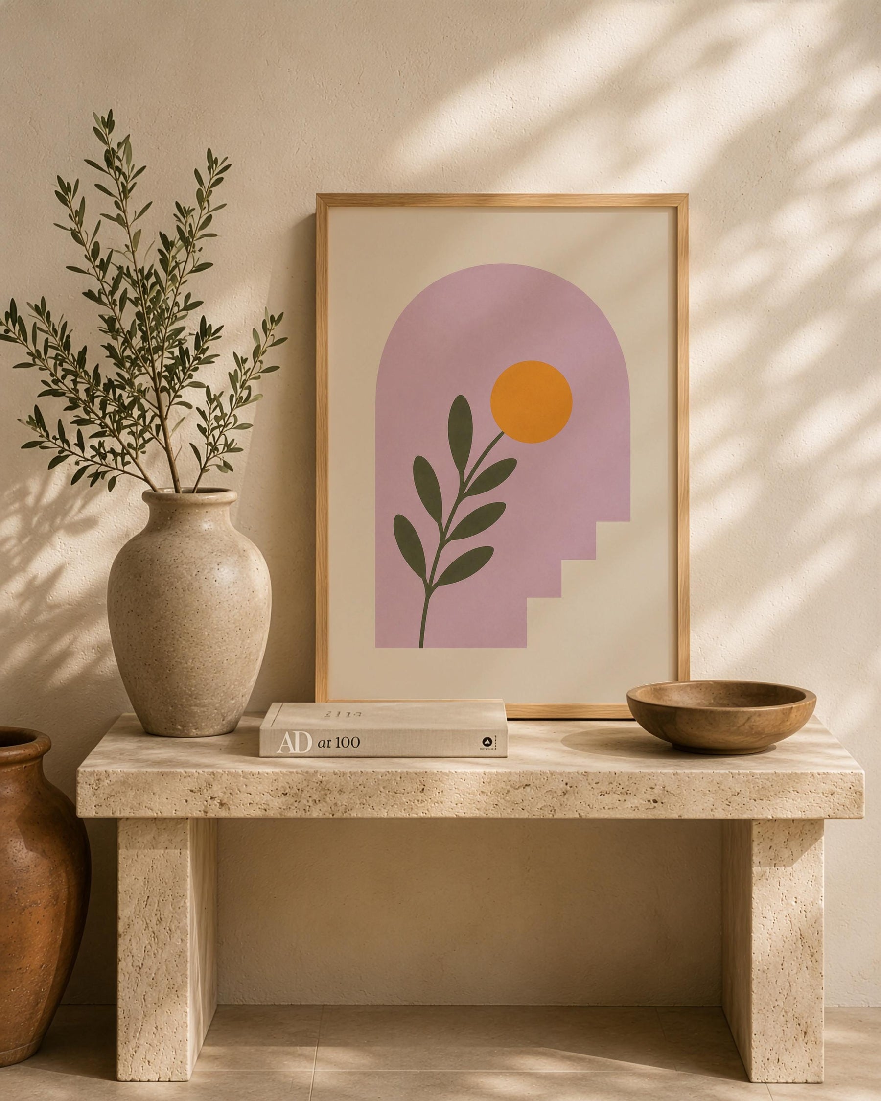 Alcove Floral Archway Print | Minimalist Botanical Mediterranean Wall Art | Framed or Unframed