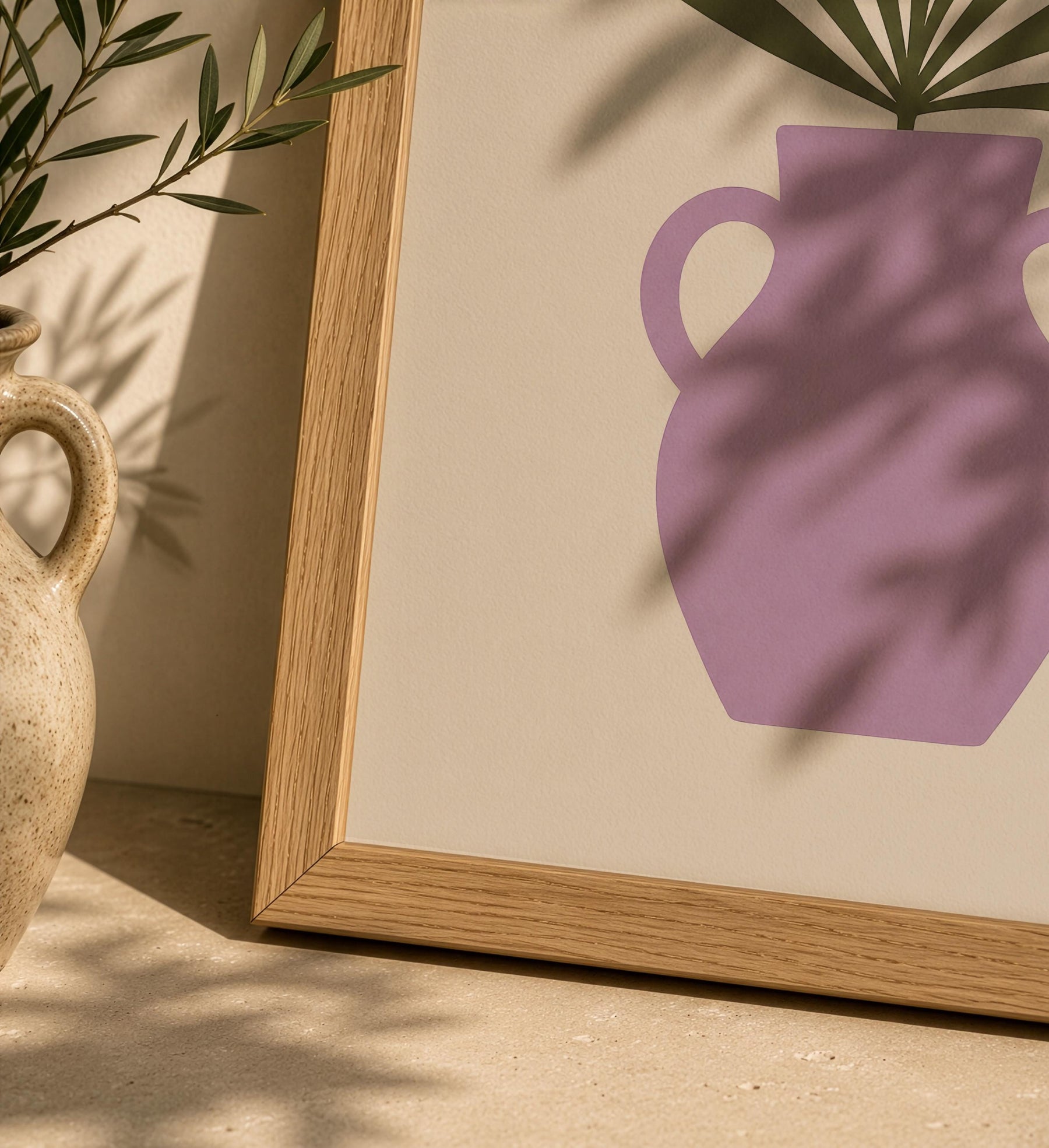 Palmera Palm Frond Vase Print | Modern Botanical Wall Art | Framed or Unframed