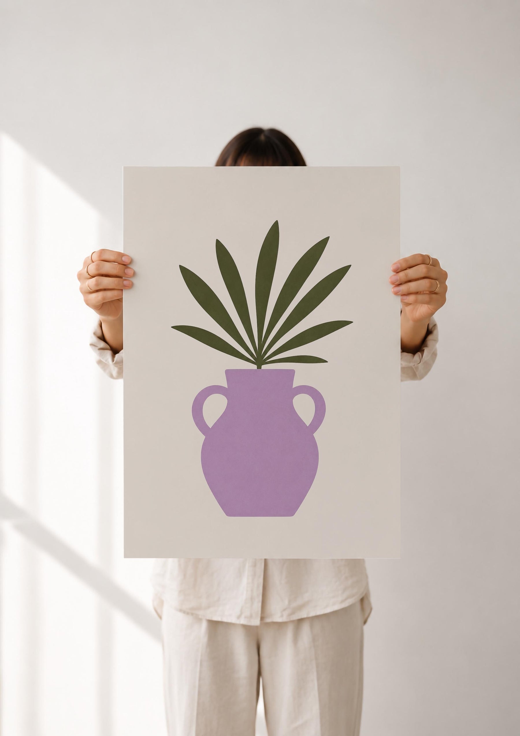 Palmera Palm Frond Vase Print | Modern Botanical Wall Art | Framed or Unframed