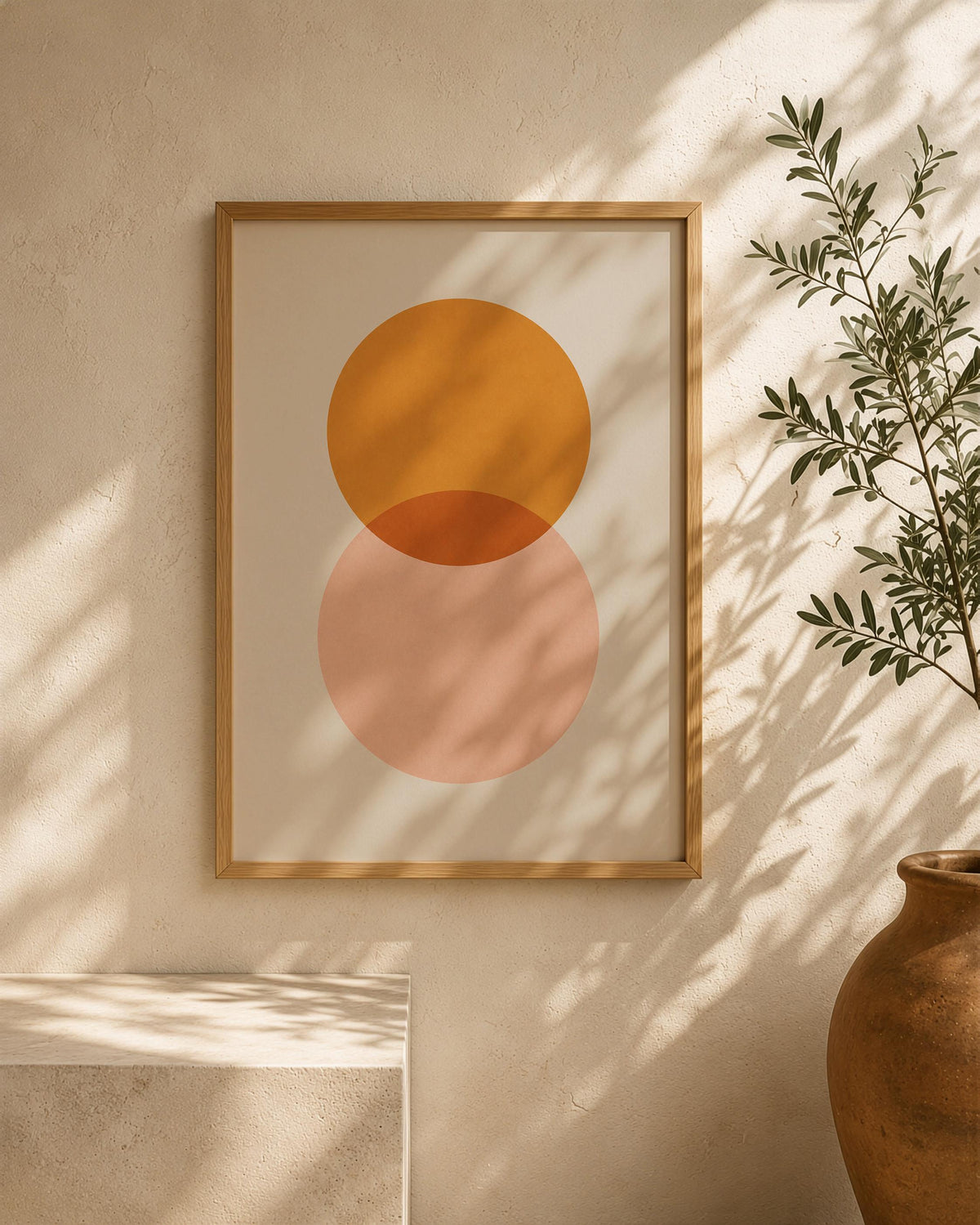 Eclipse Overlapping Circles Print | Minimalist Geometric Wall Art, Modern Abstract Poster | Framed or Unframed