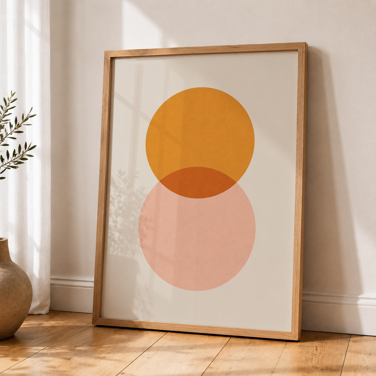 Eclipse Overlapping Circles Print | Minimalist Geometric Wall Art, Modern Abstract Poster | Framed or Unframed