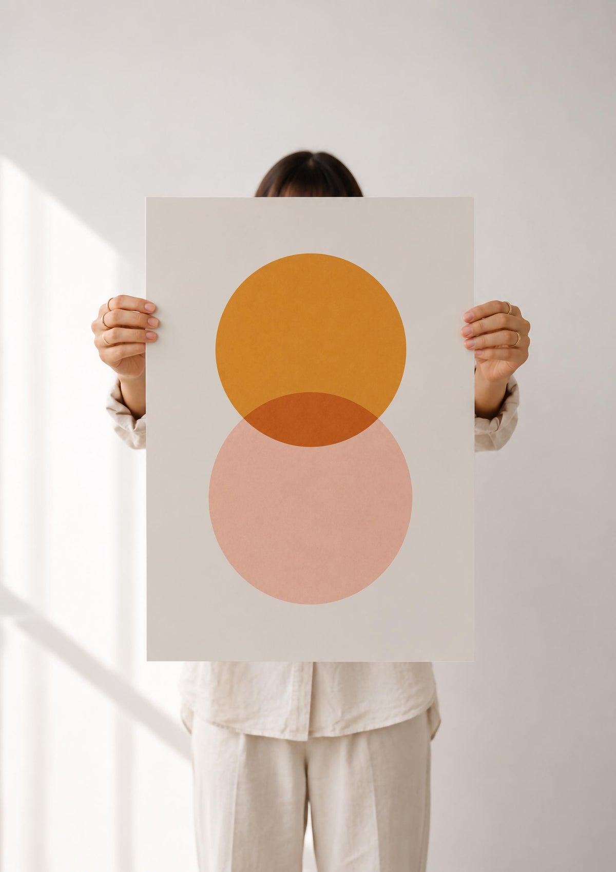 Eclipse Overlapping Circles Print | Minimalist Geometric Wall Art, Modern Abstract Poster | Framed or Unframed