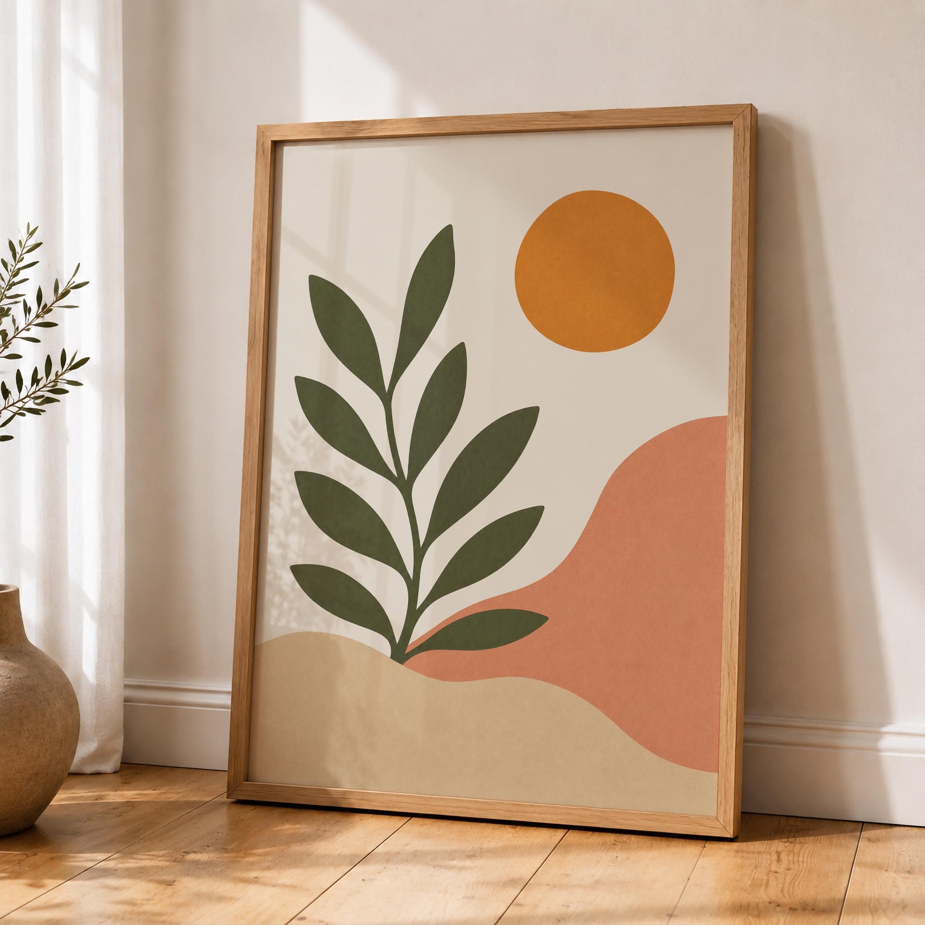 Sierra Botanical Print | Minimalist Desert Hills Wall Art, Neutral Room Decor | Framed or Unframed