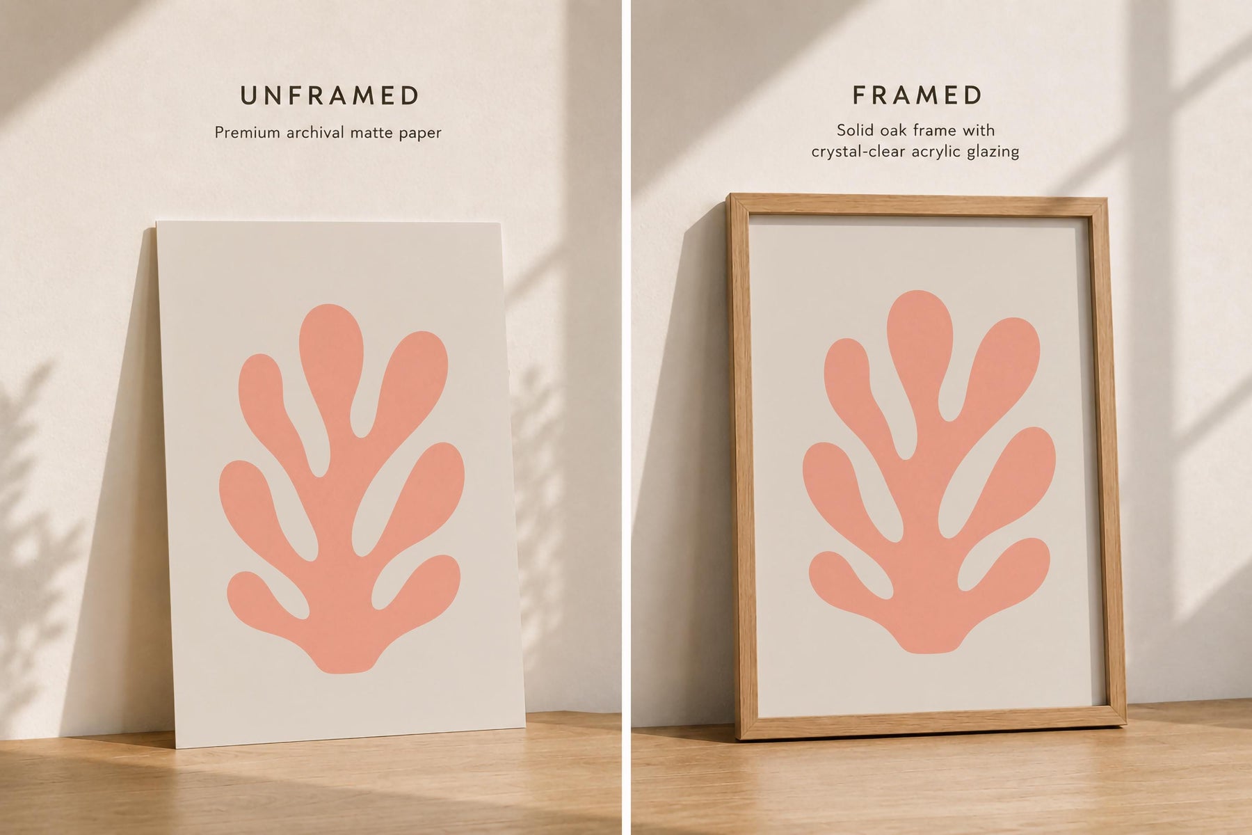 Cala Pink Coral Print | Minimalist Coastal Botanical Wall Art | Framed or Unframed