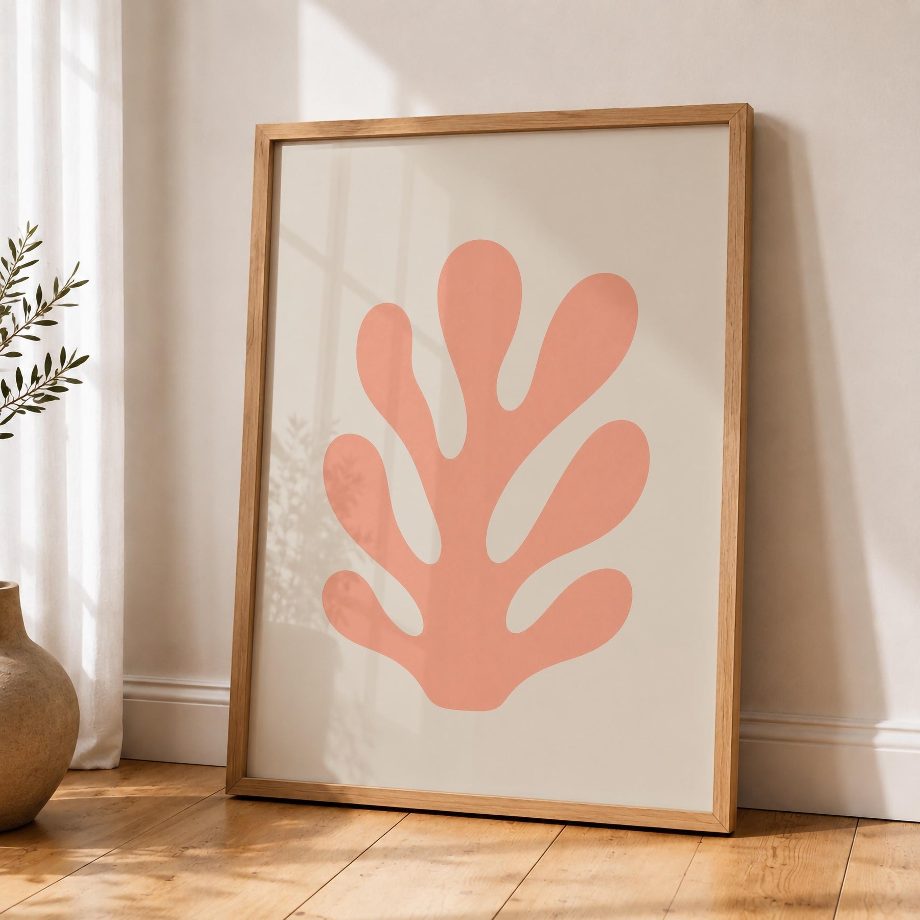Cala Pink Coral Print | Minimalist Coastal Botanical Wall Art | Framed or Unframed