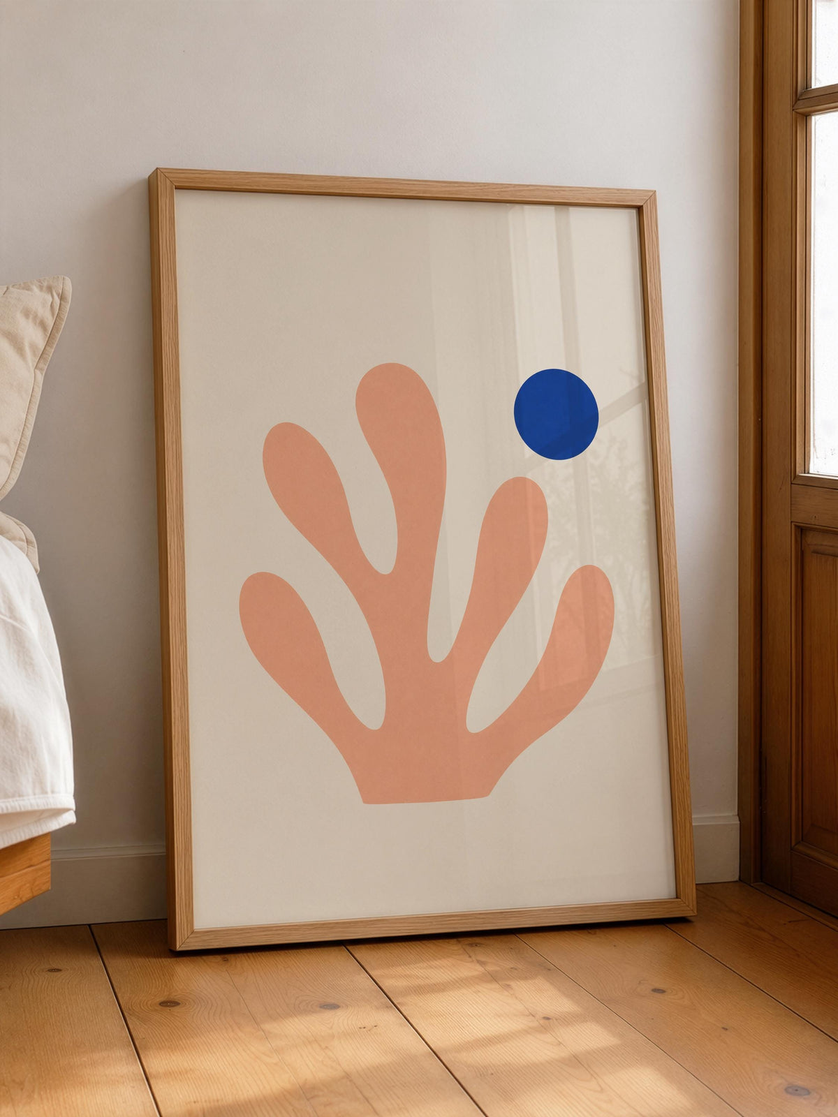 Maris Pink Coral Print | Blue Pearl Coastal Botanical Wall Art | Framed or Unframed