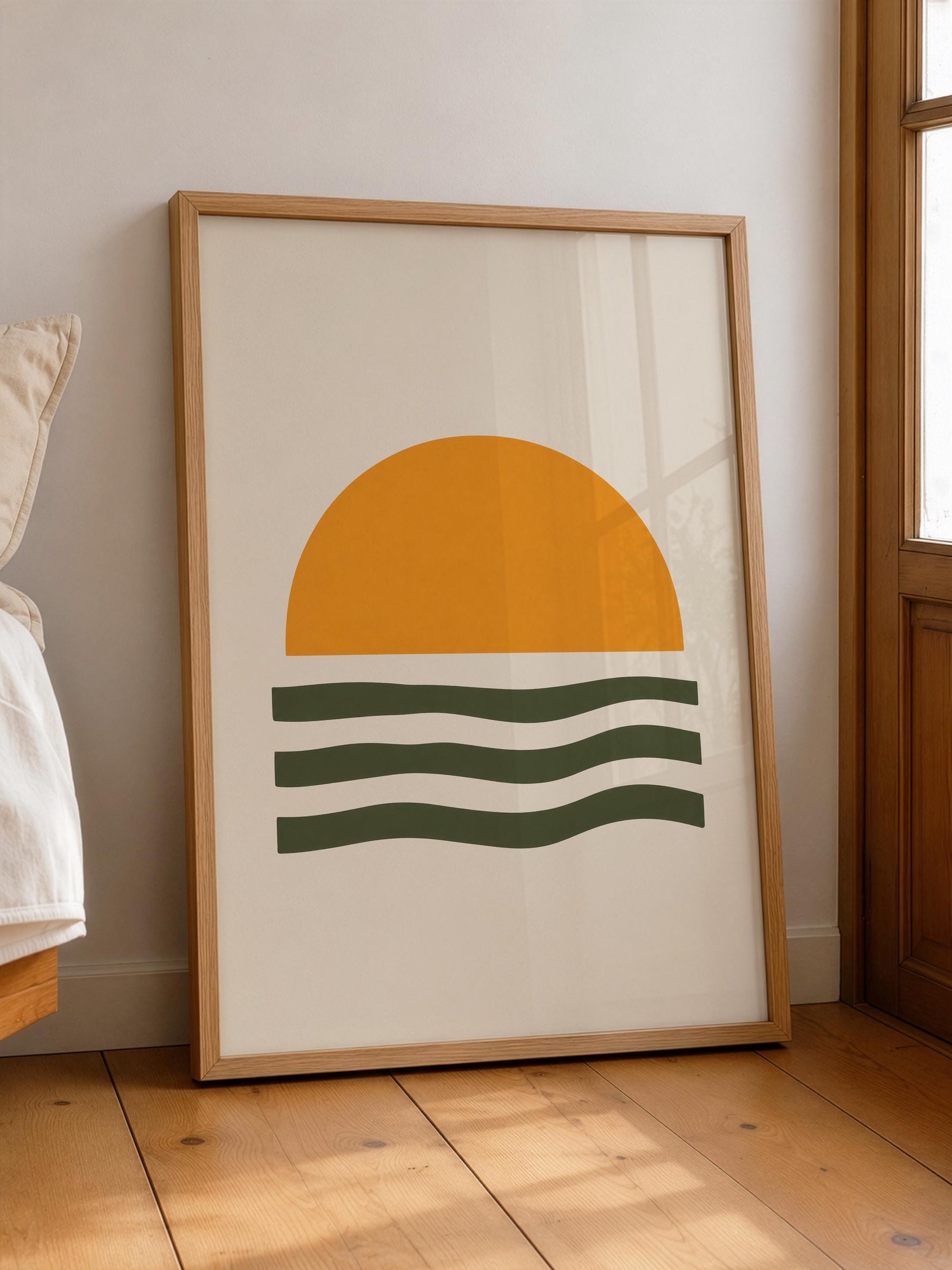 Helios Sunset Sea Print | Minimalist Coastal Abstract Wall Art | Framed or Unframed