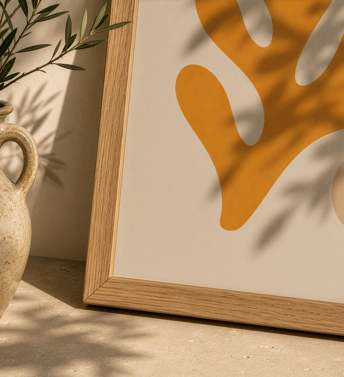 Yellow Coral Abstract Print | Minimalist Coastal Mediterranean Wall Art (Framed or Unframed)