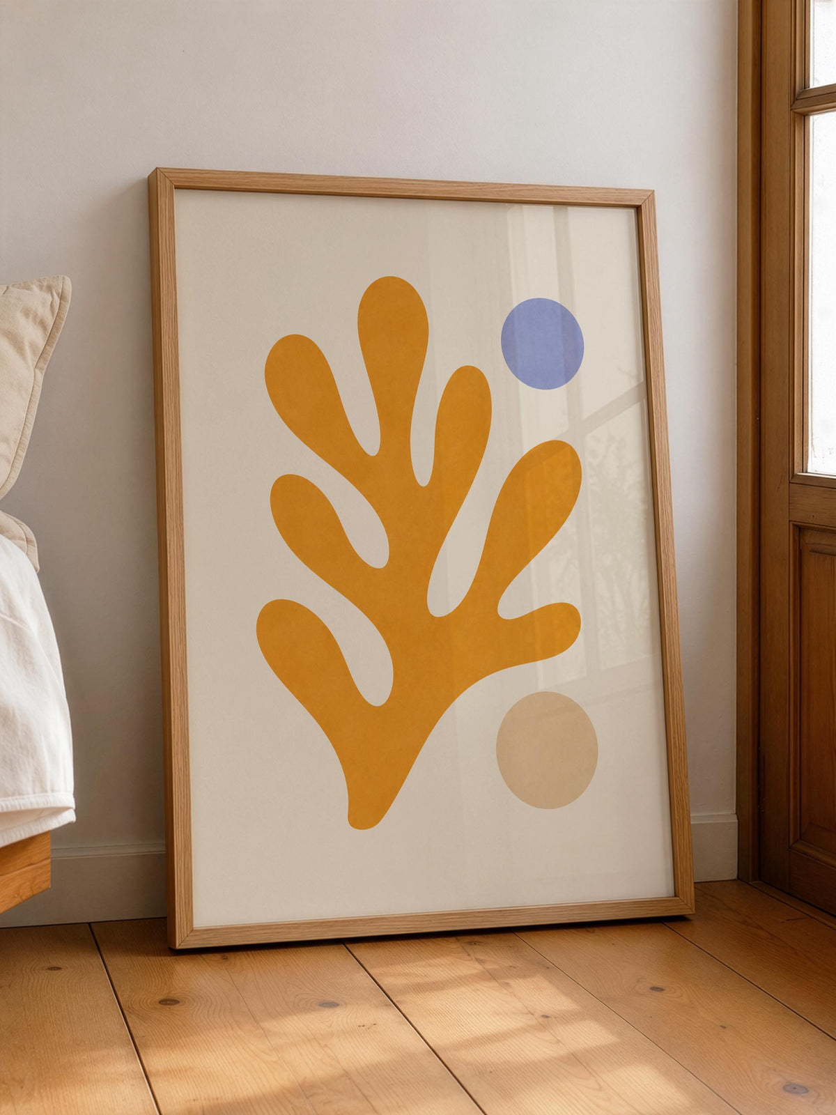 Yellow Coral Abstract Print | Minimalist Coastal Mediterranean Wall Art (Framed or Unframed)
