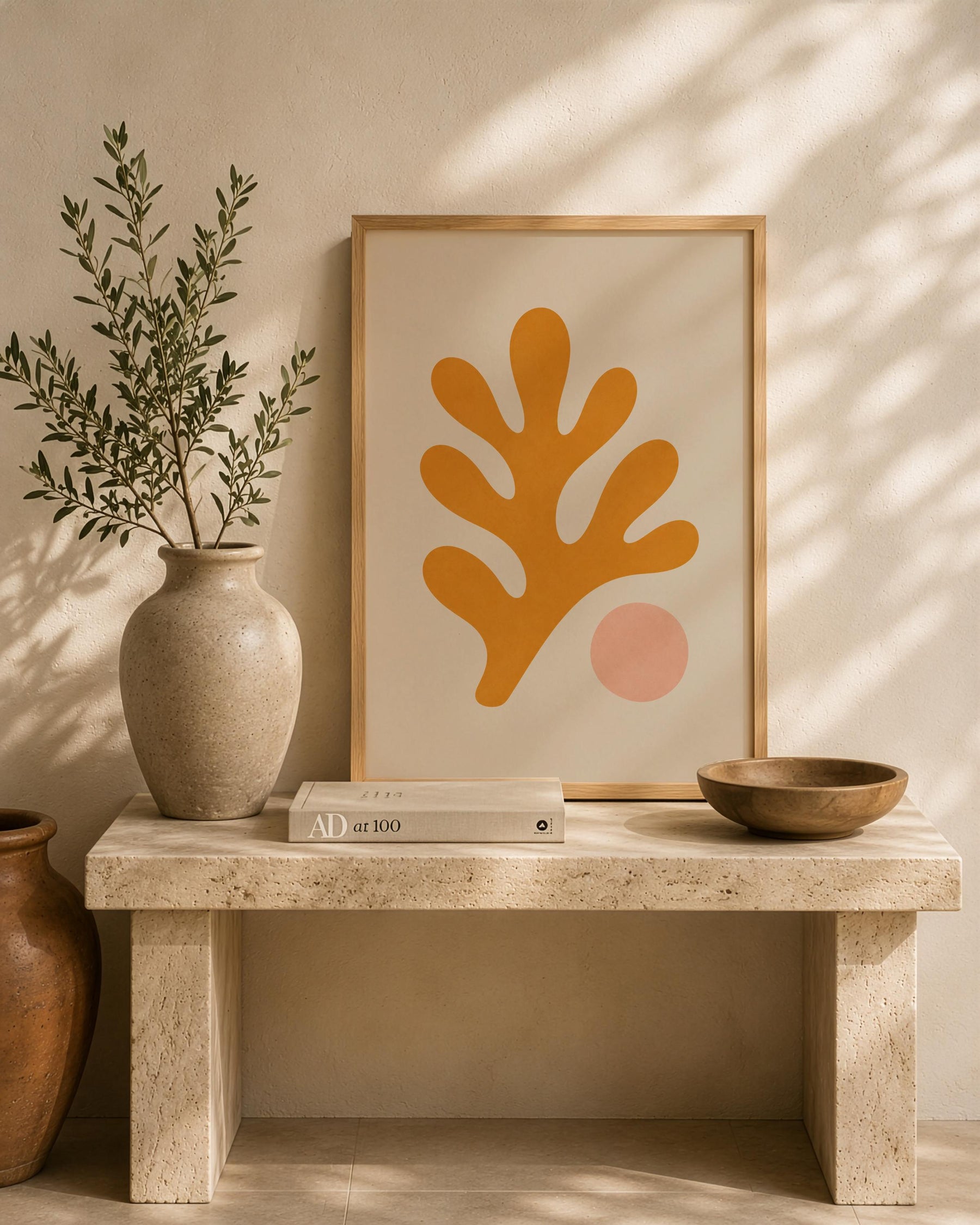 Oro Coral Print | Abstract Botanical Coastal Wall Art (Framed or Unframed)