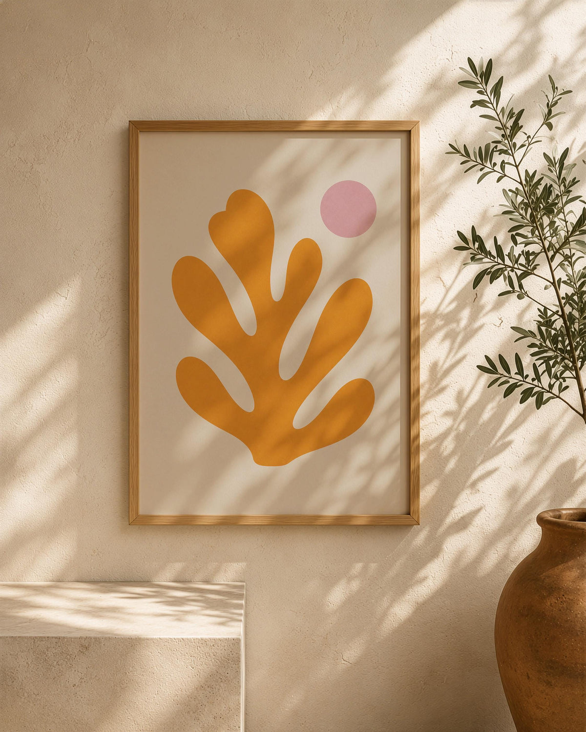Yellow Sea Fan Print | Minimalist Coastal Botanical Wall Art (Framed or Unframed)