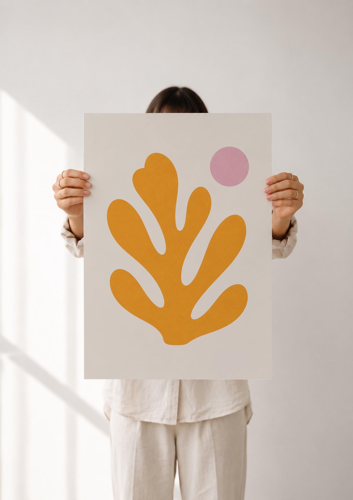 Yellow Sea Fan Print | Minimalist Coastal Botanical Wall Art (Framed or Unframed)