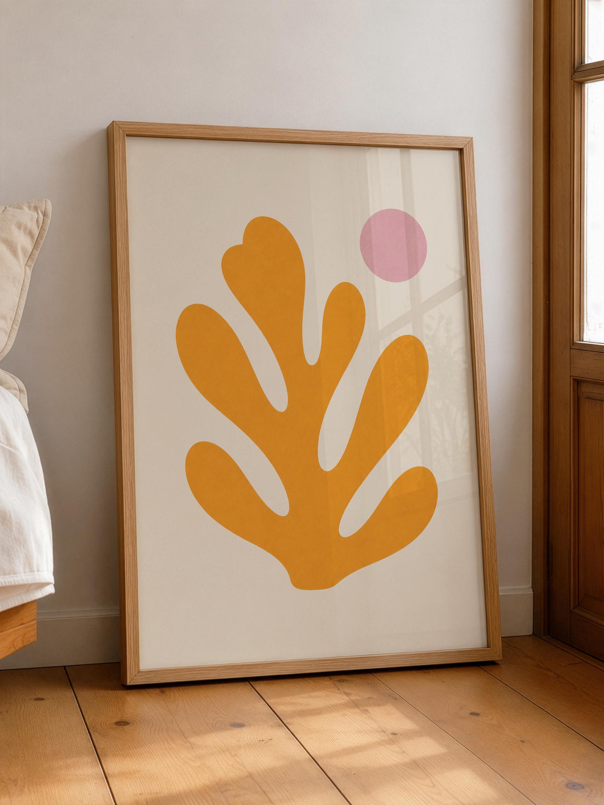 Yellow Sea Fan Print | Minimalist Coastal Botanical Wall Art (Framed or Unframed)
