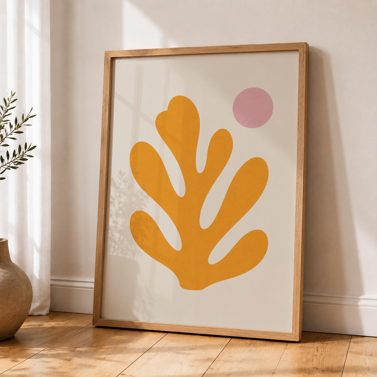 Yellow Sea Fan Print | Minimalist Coastal Botanical Wall Art (Framed or Unframed)