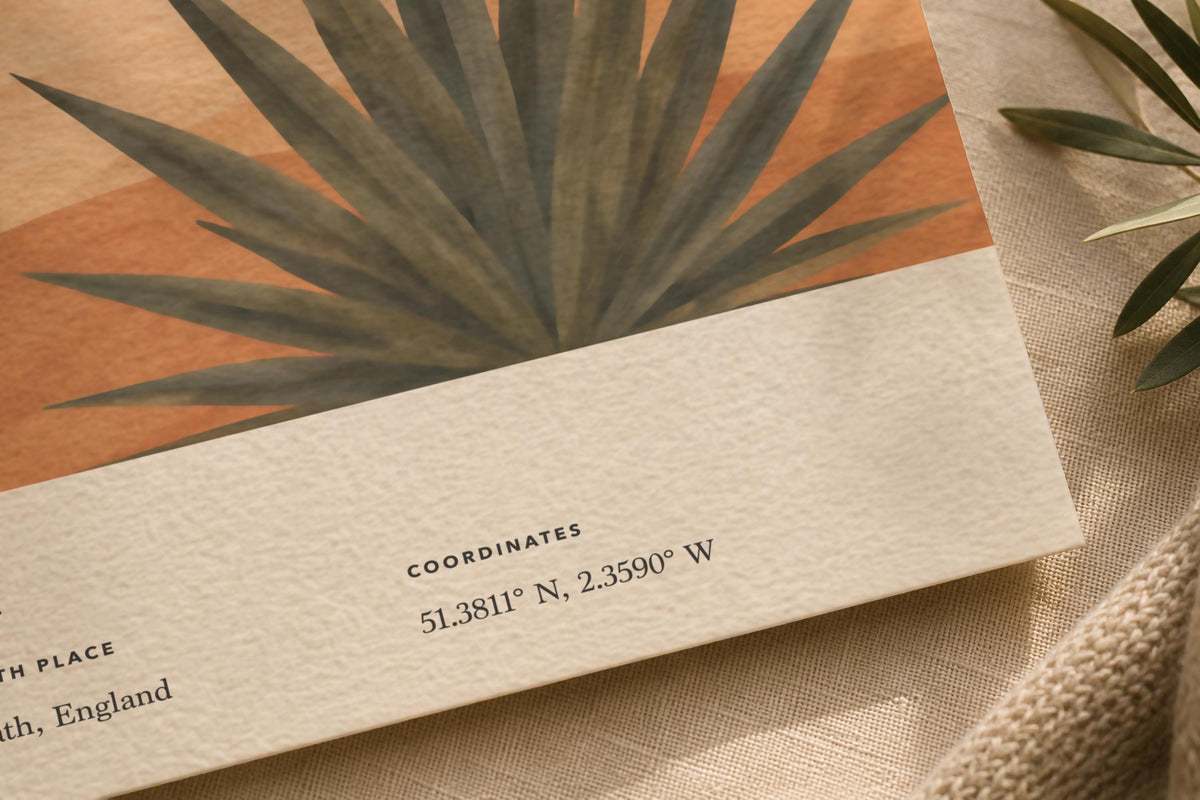 Personalised Birth Story Print | Agave Desert Landscape Nursery Art | Framed or Unframed