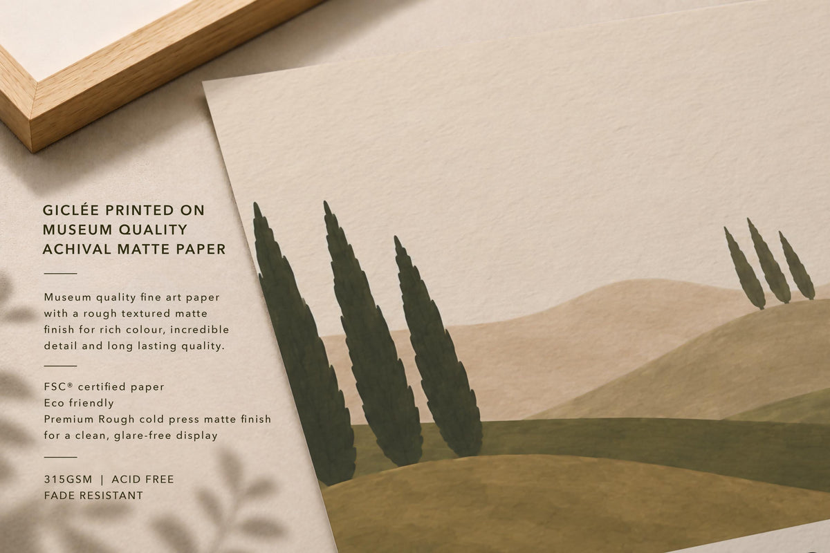 Personalised Birth Story Landscape Print | Mediterranean Nursery Wall Art | Framed or Unframed