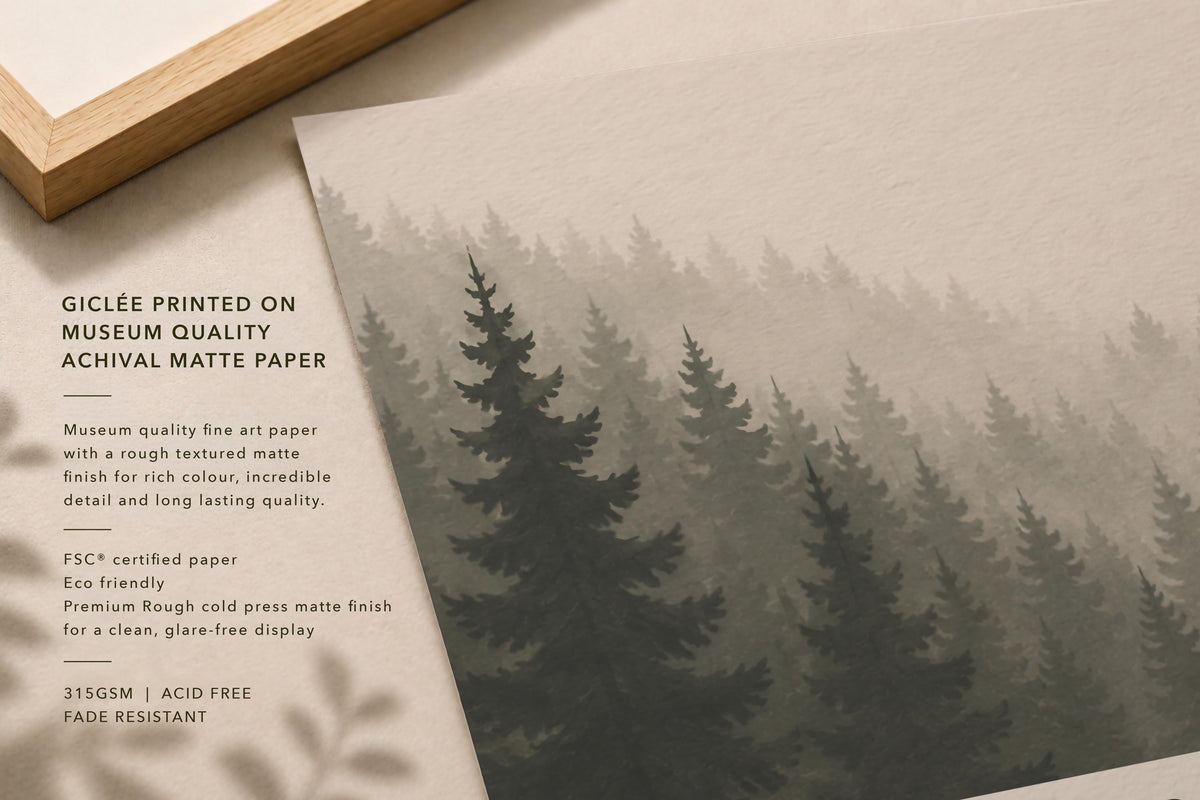Personalised Birth Story Print | Misty Forest Nursery Wall Art | Framed or Unframed