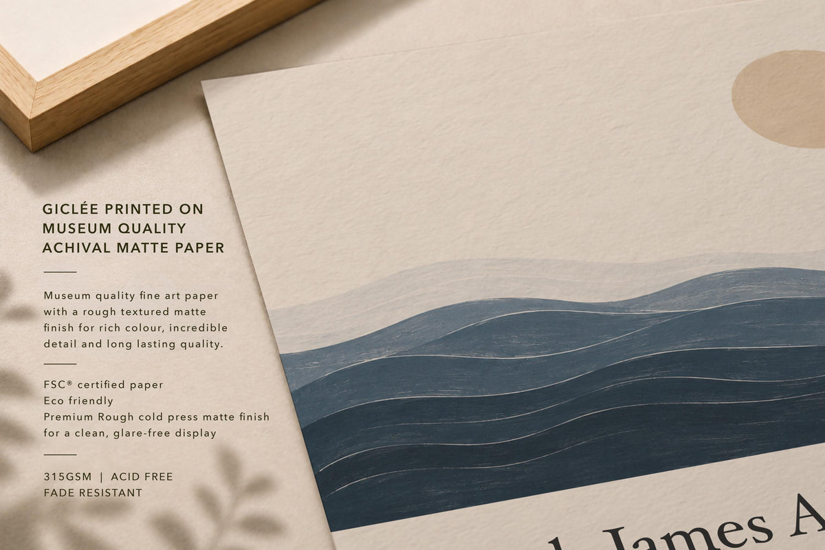 Personalised Birth Story Print | Ocean Waves Seascape Nursery Wall Art | Framed or Unframed