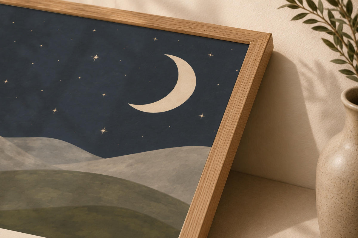 Personalised Birth Story Print | Moon Stars Nursery Wall Art | Framed or Unframed