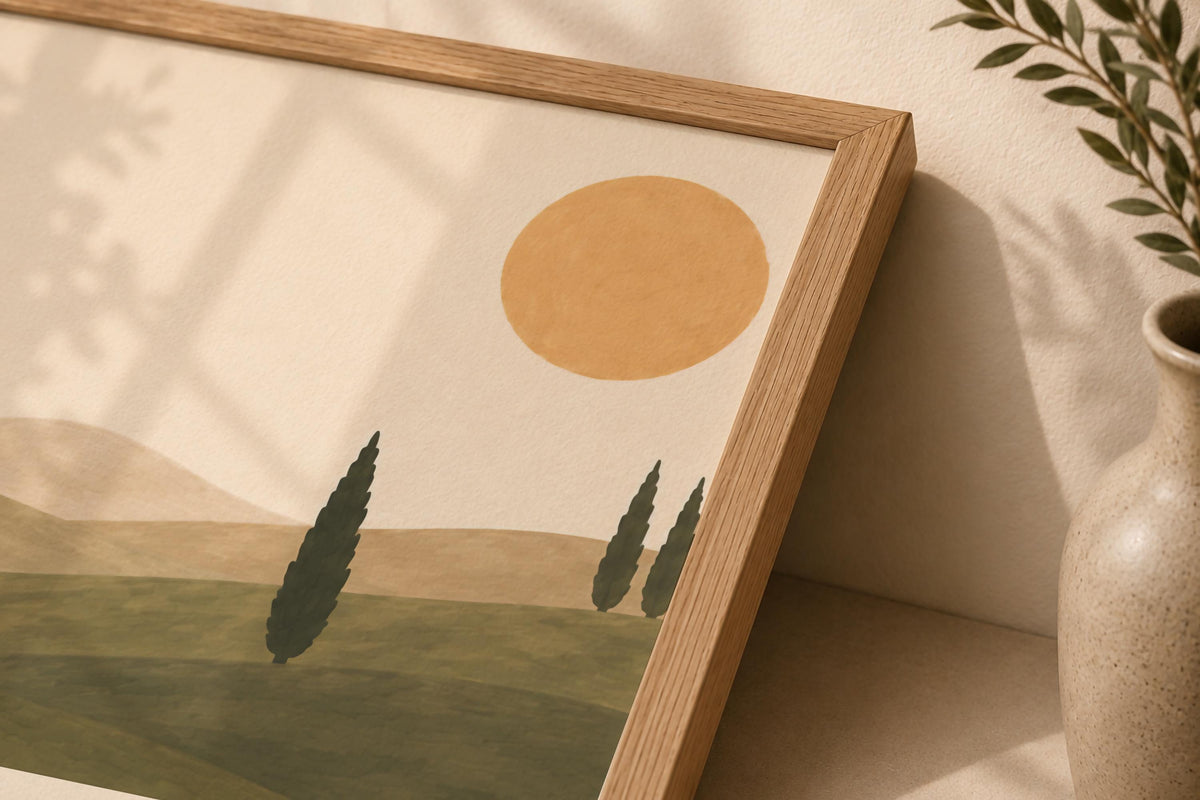 Personalised Birth Story Landscape Print | Mediterranean Nursery Wall Art | Framed or Unframed