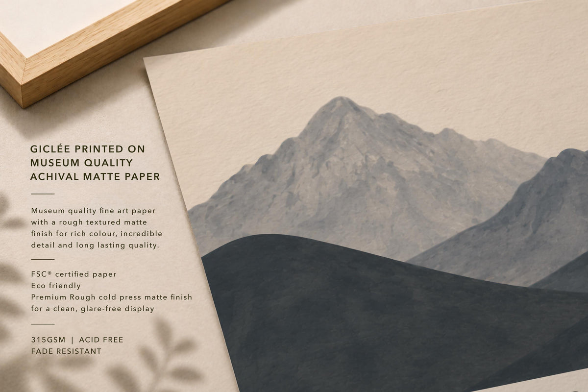 Personalised Birth Story Landscape Print | Mountain Nursery Wall Art | Framed or Unframed