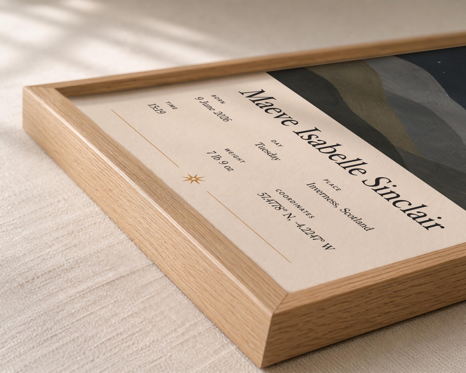 Personalised Moon Stars Birth Story Print | Custom Nursery Wall Art | Framed or Unframed