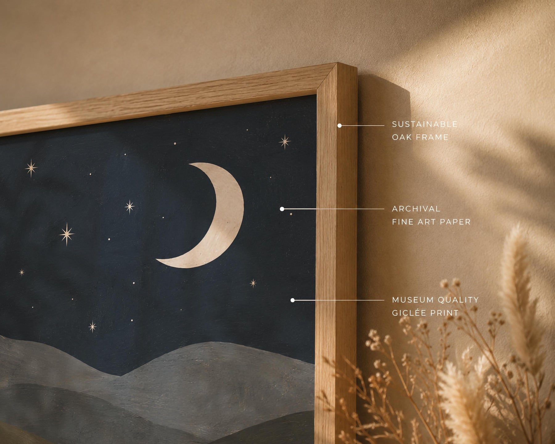 Personalised Moon Stars Birth Story Print | Custom Nursery Wall Art | Framed or Unframed