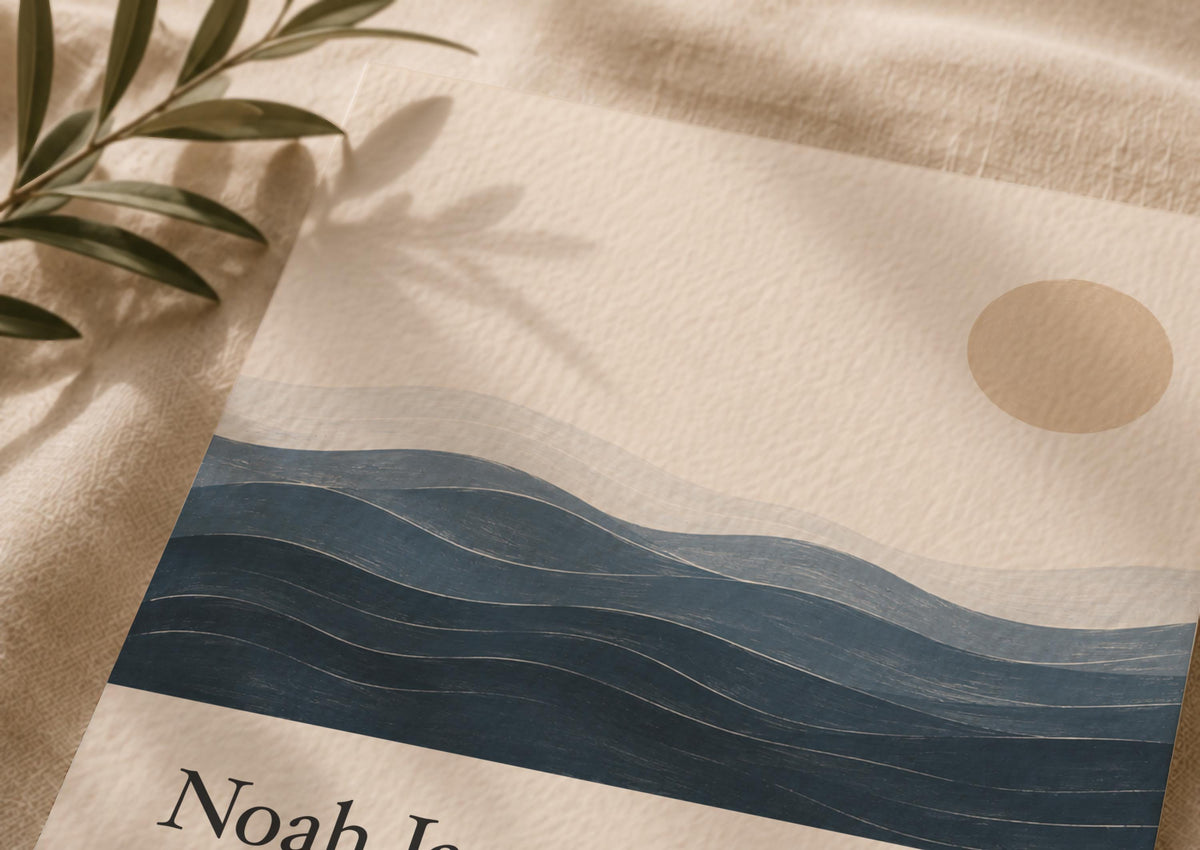 Personalised Birth Story Print | Ocean Waves Seascape Nursery Wall Art | Framed or Unframed