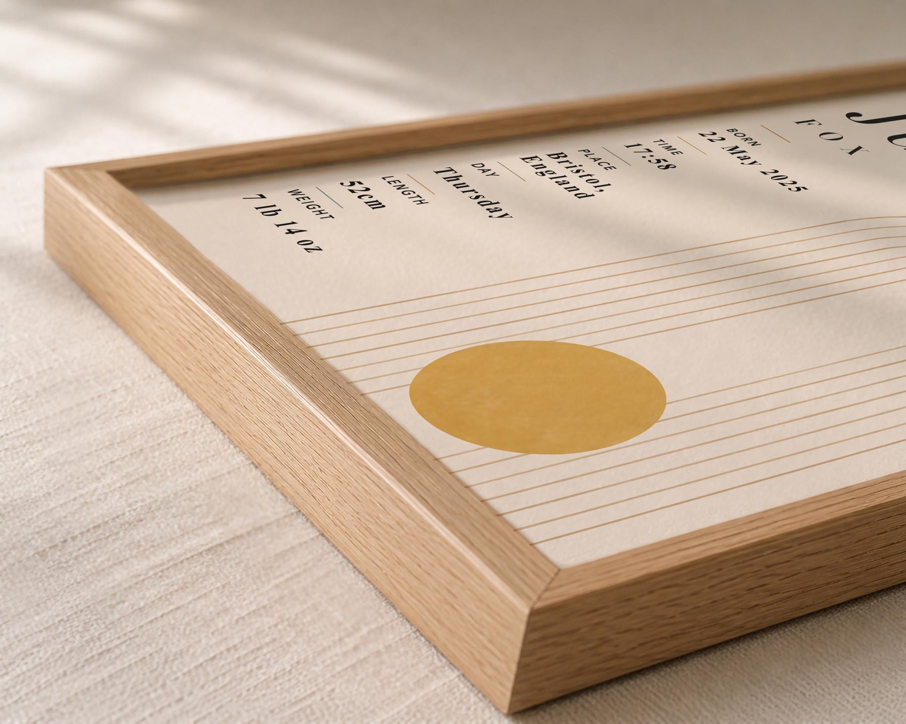 Personalised Birth Record Print | Modern Nursery Wall Art | Framed or Unframed