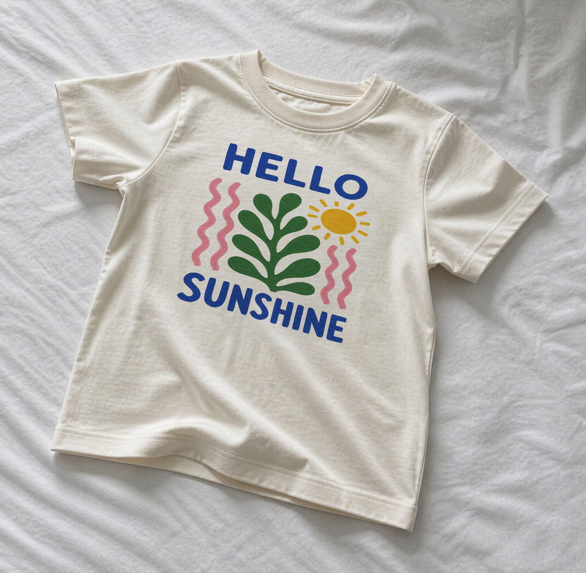 Hello Sunshine Organic Cotton Botanical Kids T-Shirt | Summer Graphic Tee