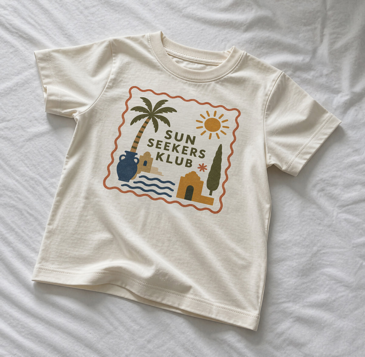 Sun Seekers Klub Kids Organic Cotton T-Shirt | Mediterranean Summer Graphic Tee | Sun Seekers Klub Clothing