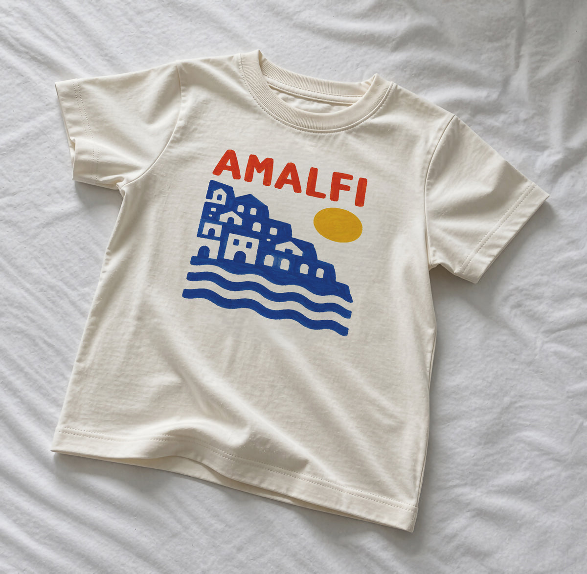 Amalfi Kids T-Shirt | Organic Cotton Bold Graphic Tee, Mediterranean Summer Shirt, Coastal Kids Clothing