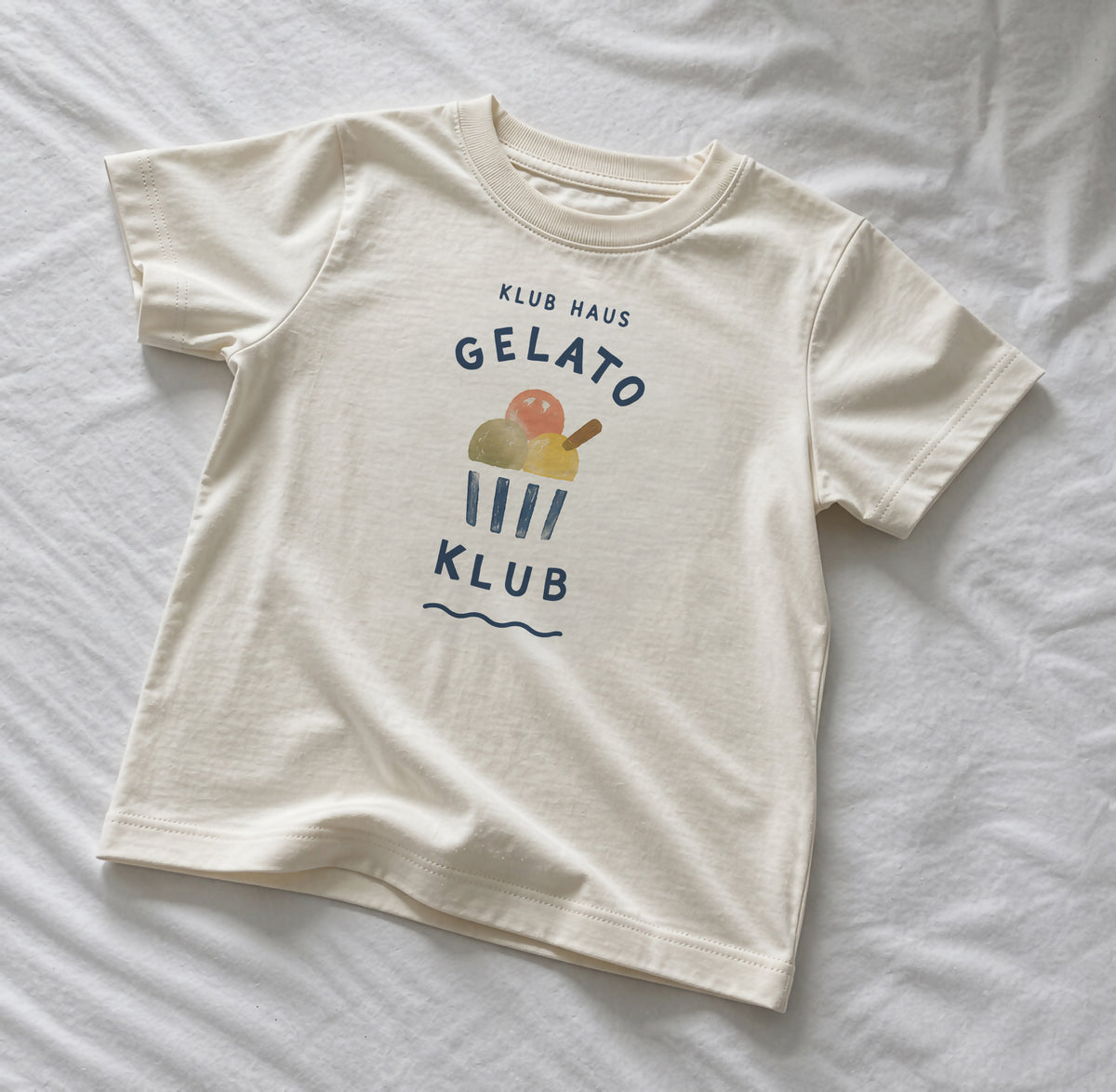 Gelato Klub Organic Cotton Ice Cream Kids T-Shirt | Hand-Painted Design Summer Gelato Tee